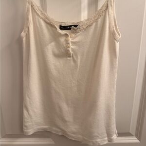Brandy Melville White Tank Top with Button Detail